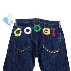 Brand New Coogi Embroidered Jeans Size 28 Blue Multicolored